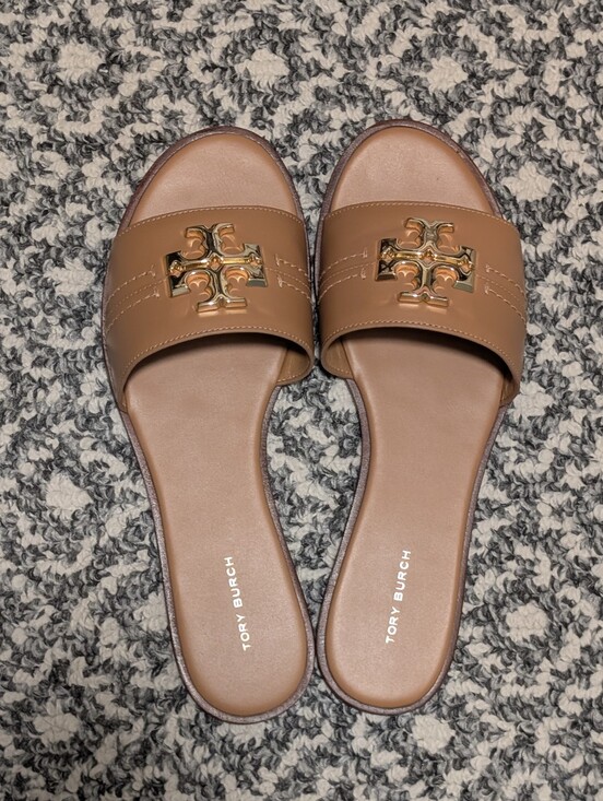Tory Burch Shoes - Tory Burch Eleanor Slide Sandal,Size 9.5 | Tan Bourbon Leather|Gold Hardware NWT